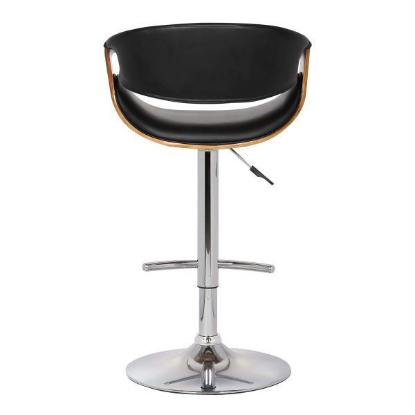 24" Black And Silver Solid Wood Swivel Low Back Adjustable Height Bar Chair - Image 3