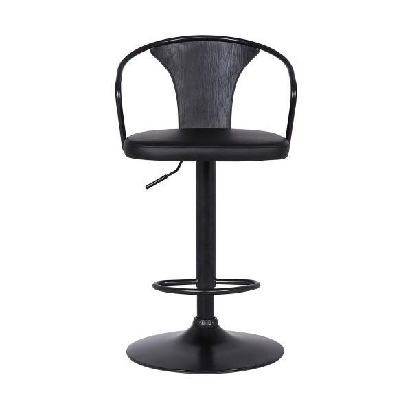 24" Black Iron Swivel Low Back Adjustable Height Bar Chair - Image 3
