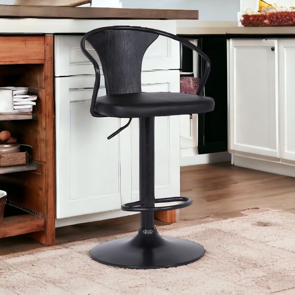 24" Black Iron Swivel Low Back Adjustable Height Bar Chair - Image 2