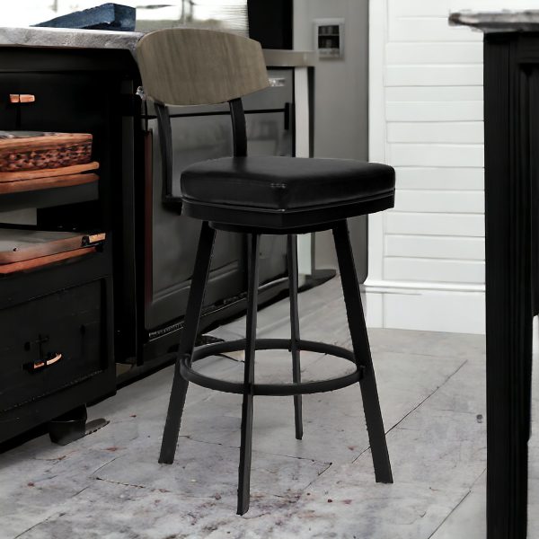 26" Black Iron Counter Height Bar Chair - Image 2