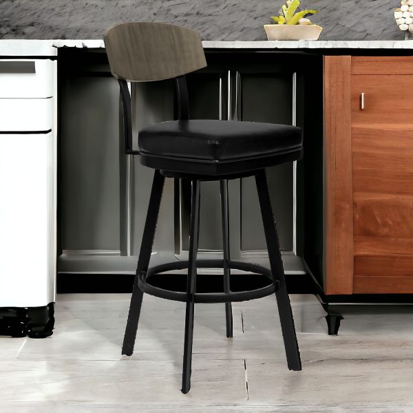 30" Black Iron Bar Height Bar Chair - Image 2