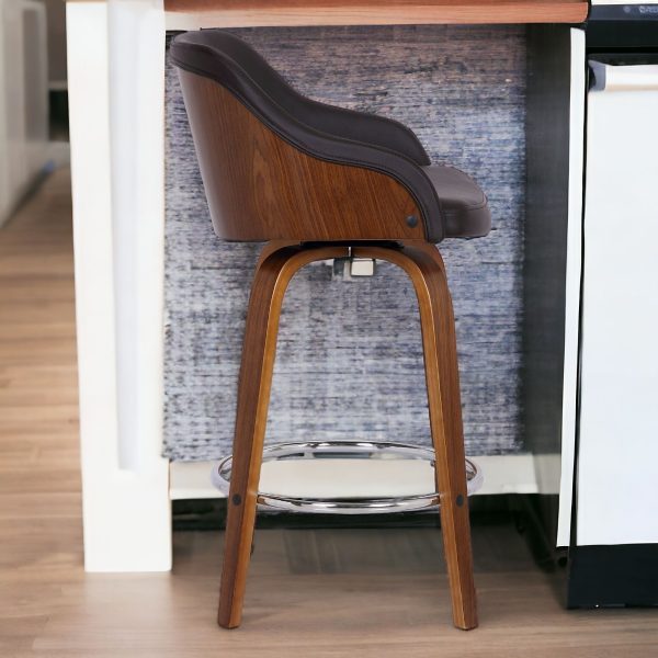 26" Brown Iron Swivel Low Back Counter Height Bar Chair - Image 2
