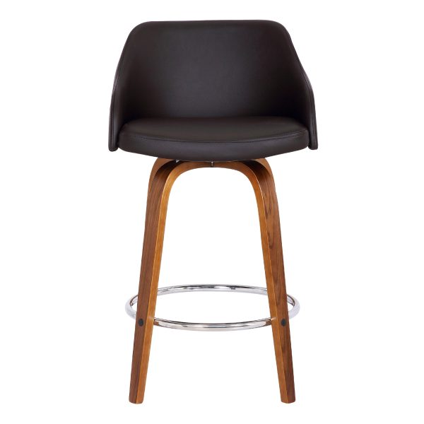 26" Brown Iron Swivel Low Back Counter Height Bar Chair - Image 3