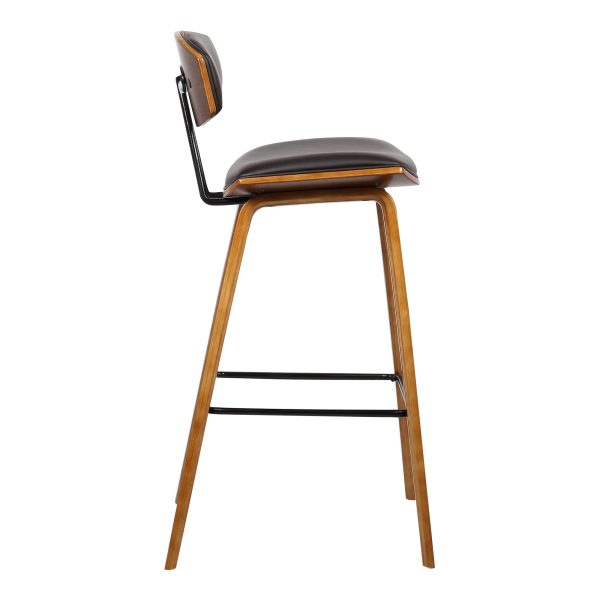 26" Brown Solid Wood Low Back Counter Height Bar Chair - Image 3