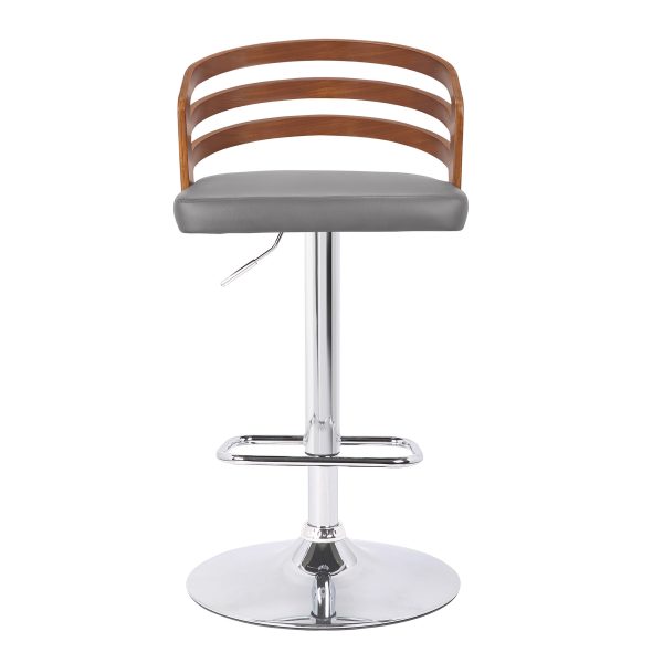 25" Gray And Silver Iron Swivel Low Back Adjustable Height Bar Chair - Image 3