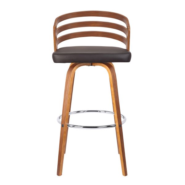 26" Brown Iron Swivel Low Back Counter Height Bar Chair - Image 2