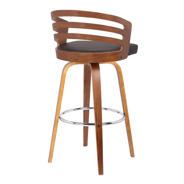 26" Brown Iron Swivel Low Back Counter Height Bar Chair - Image 3
