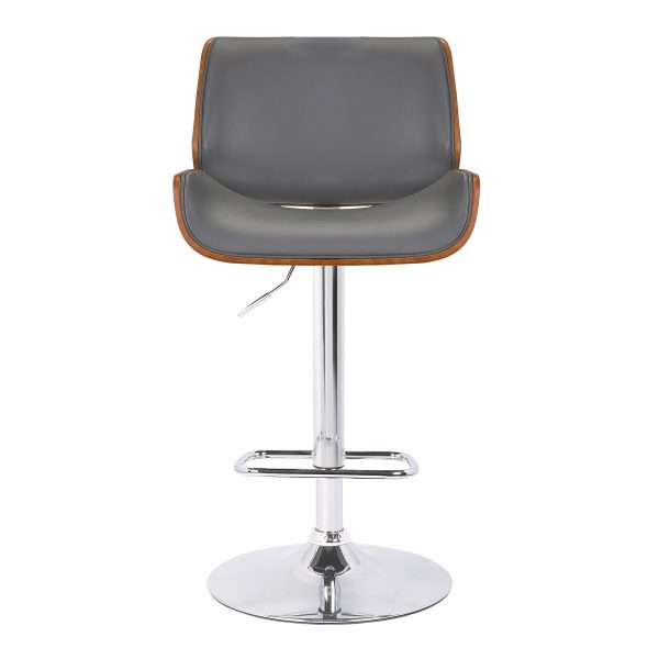 24" Gray And Silver Iron Swivel Low Back Adjustable Height Bar Chair - Image 2