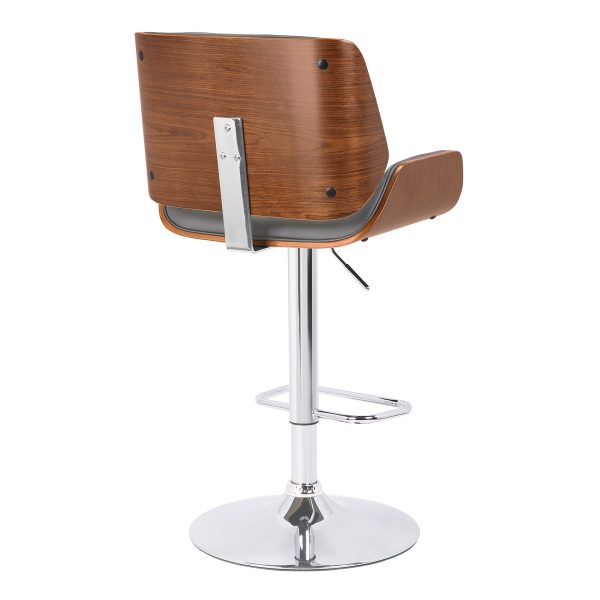 24" Gray And Silver Iron Swivel Low Back Adjustable Height Bar Chair - Image 3