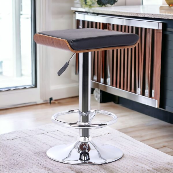 24" Black And Silver Iron Backless Adjustable Height Bar Chair - Image 2