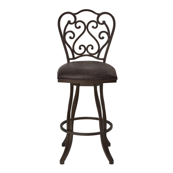26" Espresso Iron Swivel Counter Height Bar Chair - Image 3
