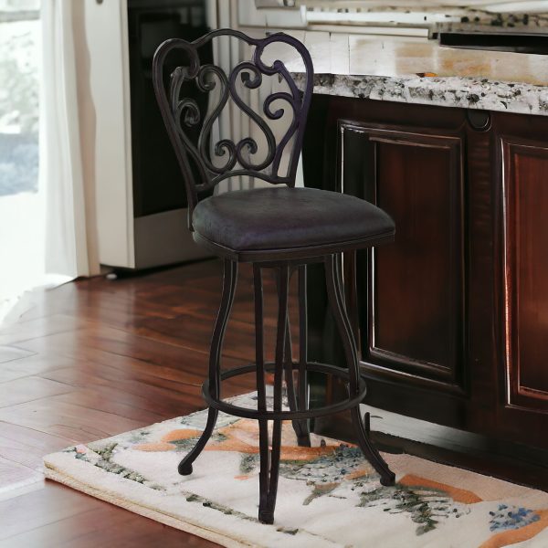 26" Espresso Iron Swivel Counter Height Bar Chair - Image 2