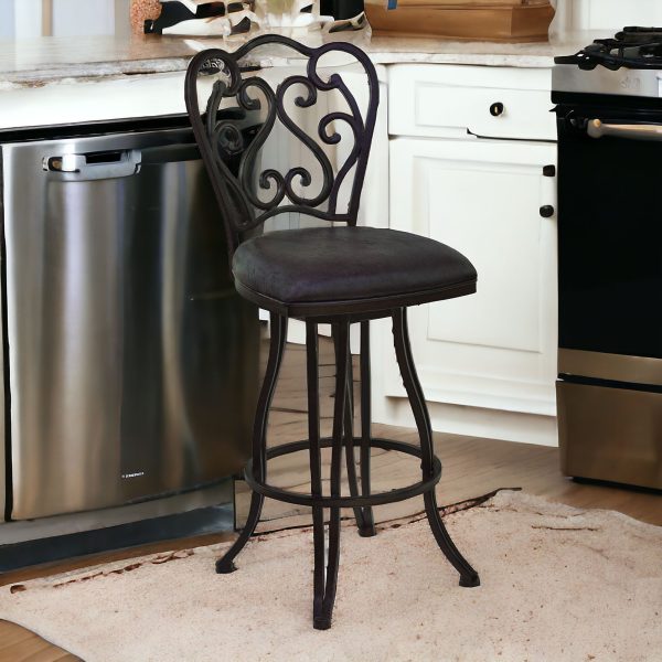 30" Espresso Iron Swivel Bar Height Bar Chair - Image 2