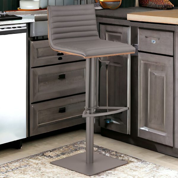 22" Gray Iron Swivel Low Back Adjustable Height Bar Chair - Image 2