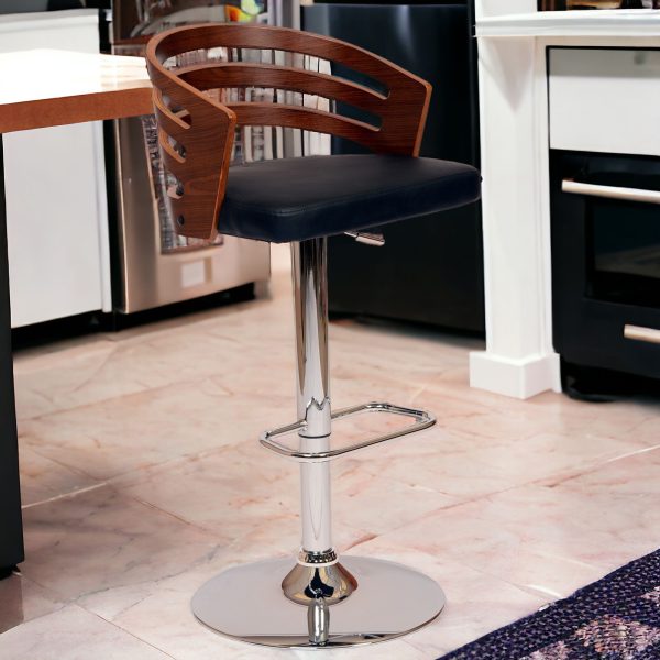 25" Black And Silver Iron Swivel Low Back Adjustable Height Bar Chair - Image 2