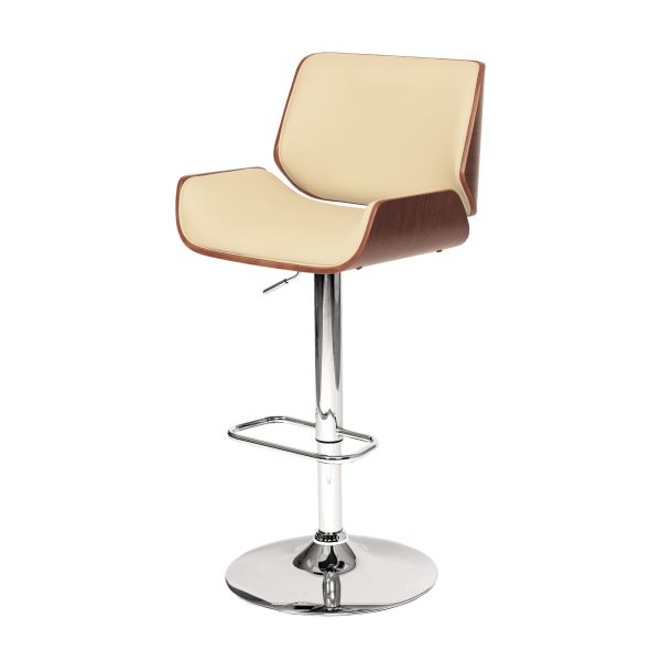 24" Cream And Silver Iron Swivel Low Back Adjustable Height Bar Chair - Image 3