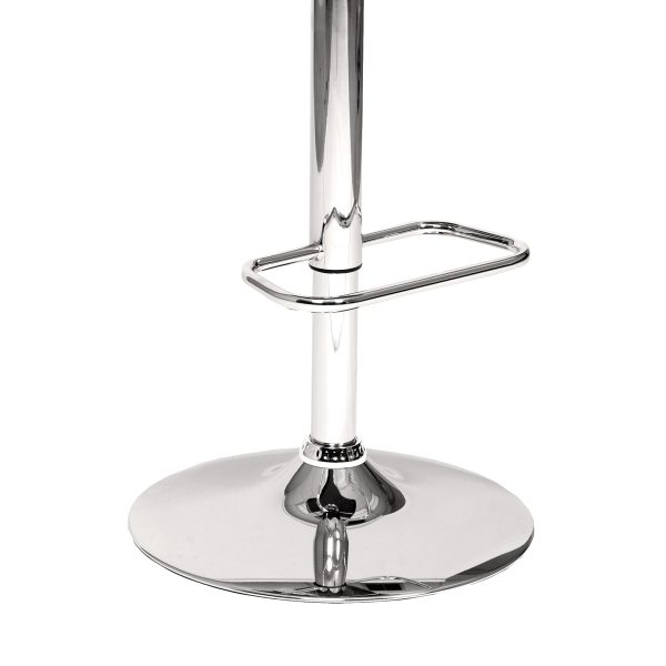 24" Cream And Silver Iron Swivel Low Back Adjustable Height Bar Chair - Image 2