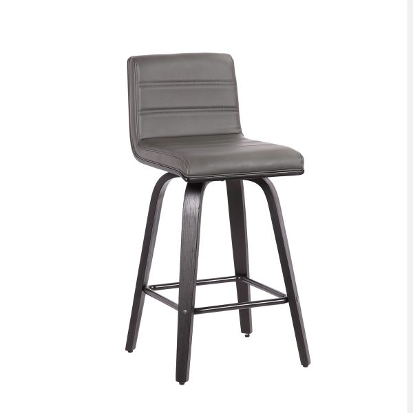 26" Gray and Black Fabric and Iron Low Back Counter Height Swivel Bar Chair - Image 2