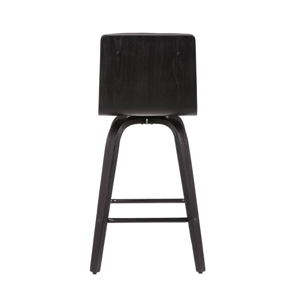 26" Gray and Black Fabric and Iron Low Back Counter Height Swivel Bar Chair - Image 3