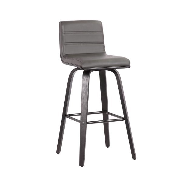 30" Gray And Black Iron Swivel Low Back Bar Height Bar Chair - Image 2