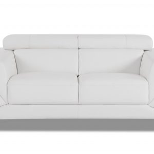 75" White And Black Italian Leather Loveseat
