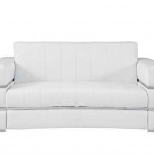 75" White And Silver Italian Leather Loveseat