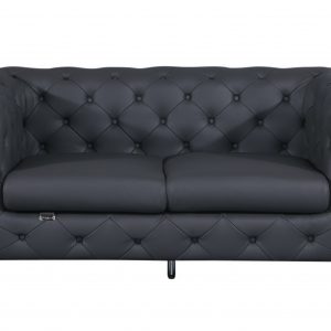 69" Gray And Silver Italian Leather Loveseat