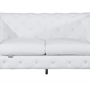 69" White And Gold Italian Leather Loveseat