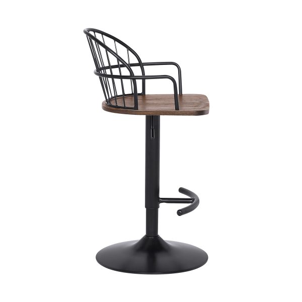 23" Brown And Black Iron Low Back Adjustable Height Bar Chair - Image 3