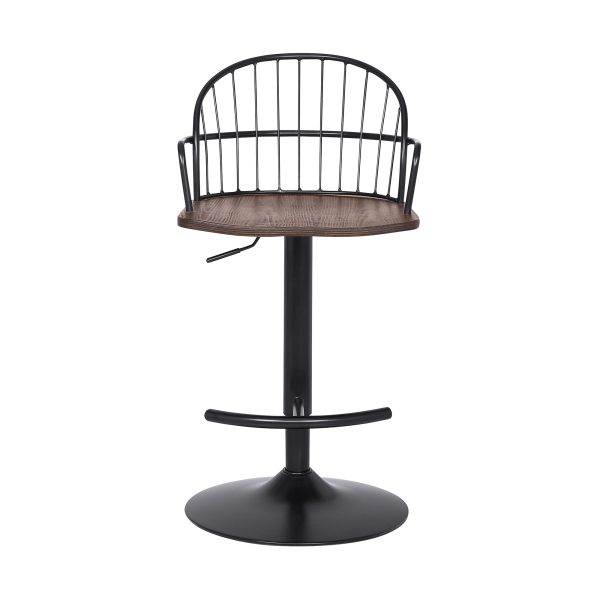 23" Brown And Black Iron Low Back Adjustable Height Bar Chair - Image 2
