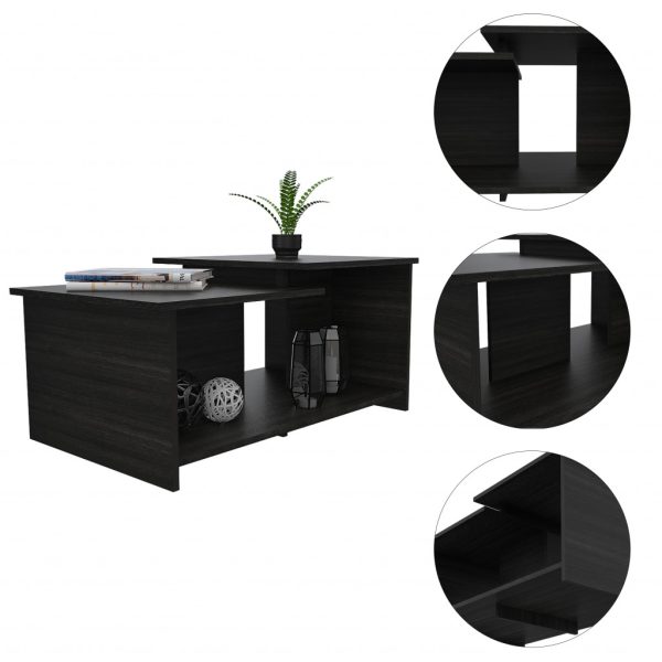 35" Black Manufactured Wood Rectangular Coffee Table - Image 3