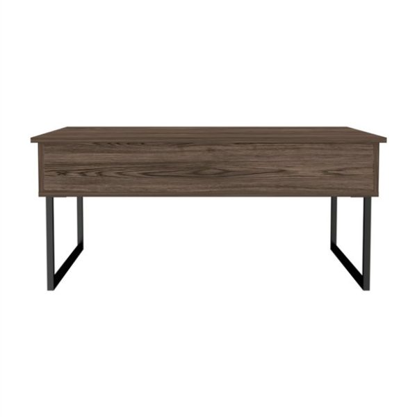 41" Dark Brown And Black Metal Lift Top Coffee Table - Image 4