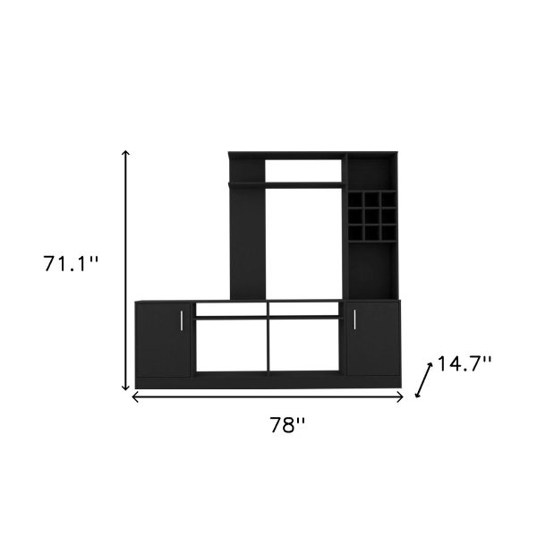 78" Black Particle Board Open Shelving Entertainment Center - Image 4
