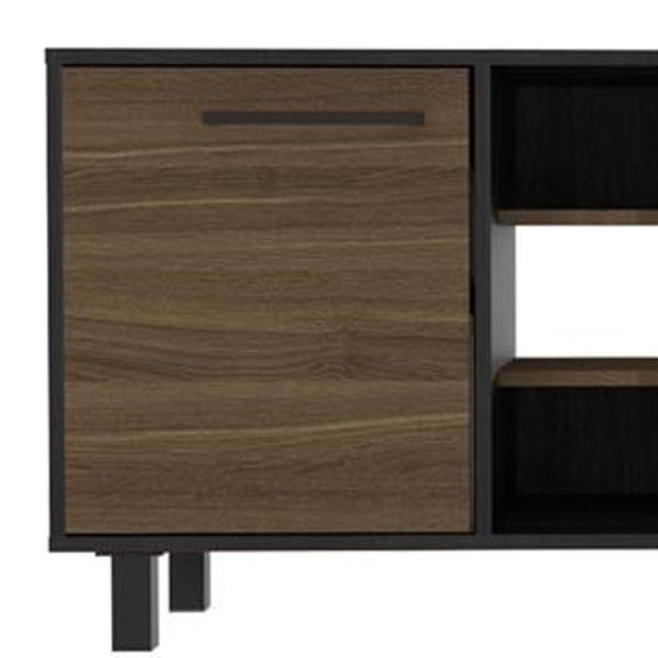 59" Brown And Black Particle Board Open Shelving TV Stand - Image 4