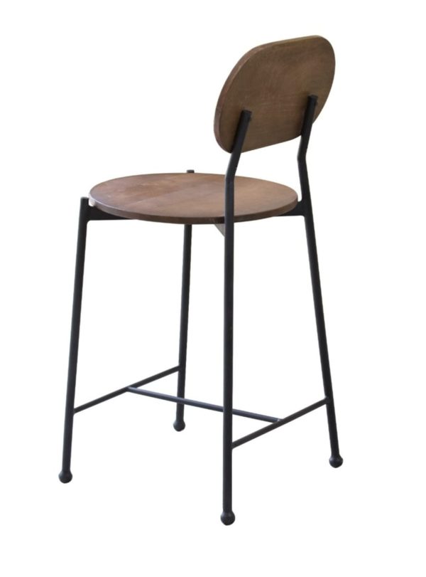 25" Brown And Black Iron Low Back Bar Height Bar Chair - Image 3