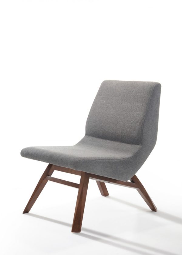22" Gray And Brown Upholstered Lounge Chair With Ottoman - Image 3