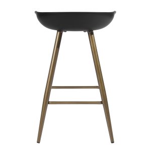 Set of Two 24" Black And Bronze Steel Backless Counter Height Bar Chairs