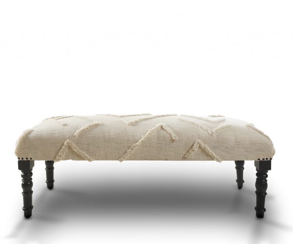47" Cream And Black Leg Abstract Upholstered Bench - Image 4