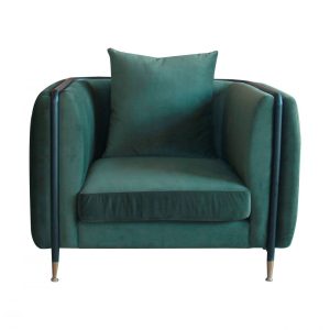 32" Green And Black Velvet Arm Chair