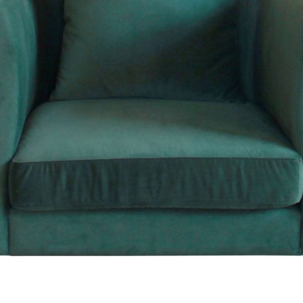 32" Green Velvet And Black Solid Color Arm Chair - Image 4