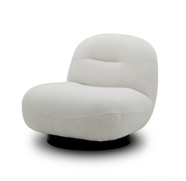 33" Cream Fabric Swivel Lounge Chair - Image 3