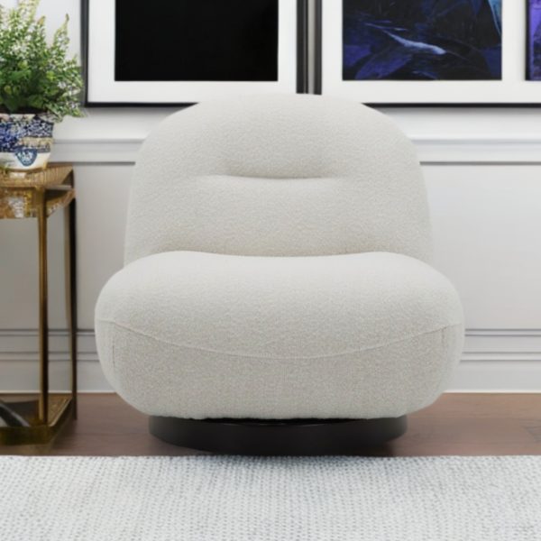 33" Cream Fabric Swivel Lounge Chair - Image 2