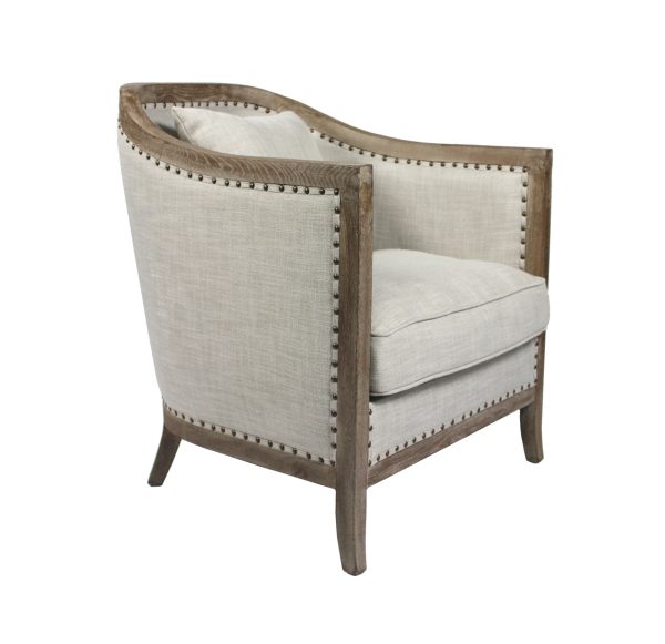 32" Natural Linen Solid Color Lounge Chair - Image 2