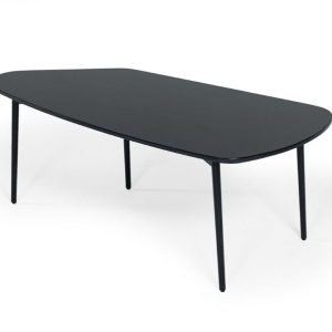 47" Black Faux Marble And Steel Free Form Coffee Table