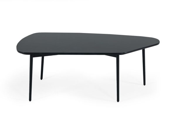47" Black Faux Marble And Steel Free Form Coffee Table - Image 3