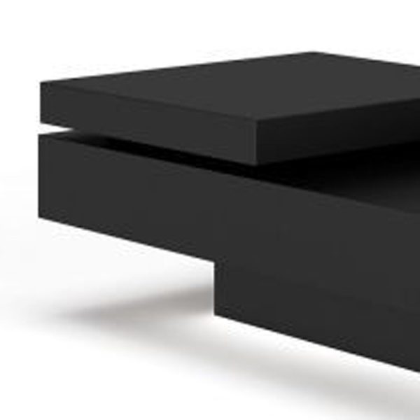 39" Black And Walnut Square Coffee Table With Drawer - Image 4