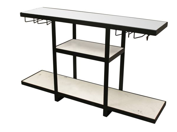 58" White and Black Genuine Marble Floor Shelf Console Table Two Shelves - Image 3