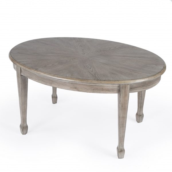 38" Gray Wood Oval Distressed Coffee Table - Image 2