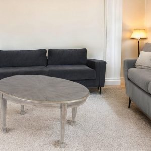 38" Gray Oval Distressed Coffee Table