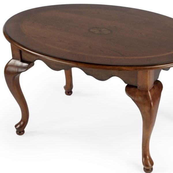 38" Olive Ash Oval Distressed Coffee Table - Image 4